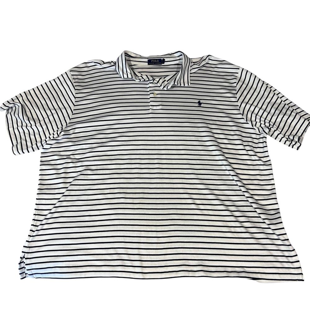 Polo Ralph Lauren Polo Shirt Pima Soft Touch Nautical Navy White Stripe SZ 3XB